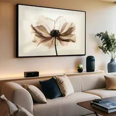 Quadro Decorativo 115x80cm Floral Branco  Hall da Luxo Sala Quarto Casa Decoração De Parede