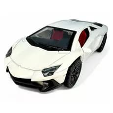 Lamborghini Aventador Miniatura 1:32 – 12cm em Metal, Branco Pérola/Cinza