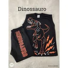 Conjunto Infantil Dinossauro Camiseta Regata menino e Short Kit Lançamento Praia 2025 Promoção