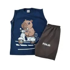 Conjunto infantil verão Regata e short tendência Capivara modinha
