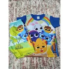 Conjunto Infantil verão Bolo fofo menino kit camisa 100% algodão e short tactel