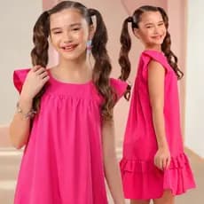 Vestido Infantil Menina Babado Soltinho Festa Verão Casual Confortável Moda Kids