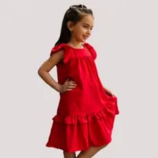 Vestido Infantil Menina Festa Babado Manga Princesa Rodado Soltinho Luxo Elegante