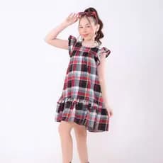 Vestido Infantil Xadrez Menina Manga Babado Rodado Vermelho Casual Festa Verão Moda