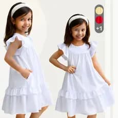 Vestido Infantil Menina Rodado Festa Babado Manga Curta Princesa Casual Luxo Aniversário