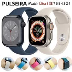 Pulseira apple watch 38 40 41 42 44 45 49 mm series 7 8 ULTRA SE 1 2 3 4 5 6 silicone liso