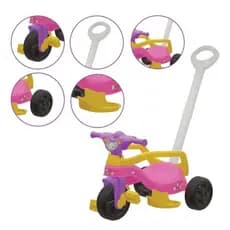 Triciclo Infantil Tico Tico Velotrol com Empurrador e Aro de Proteção Apoio para Pés Infantil