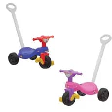 Triciclo Infantil Com Haste Empurrador Pais e Filhos Motoca Menino e Menina velotrol selo inmetro