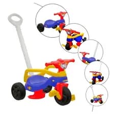 Motoca Triciclo Infantil Pais e Filhos Menino e Menina Empurrador Proteção Lateral Pedal Empurrador
