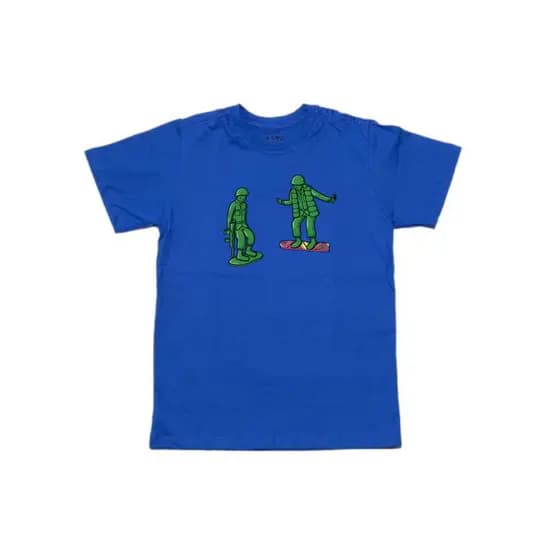 Camiseta Infantil Azul Estampa Soldadinhos – 100% Algodão