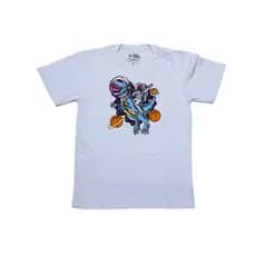 Camiseta Infantil Branca Estampa Astrodino – 100% Algodão