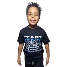 Camiseta Infantil Preta START 100% Algodão – 1, 2 ou 4 Unidades