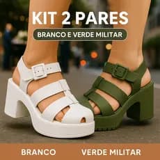 Kit  Pares Sandália Feminina Estilo Blogueira Salto Tratorado
