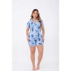 PIJAMA AMERICANO FEMININO CURTO STITCH  SHORT DOLL BOTÕES  BLOGUEIRA VIRGINIA