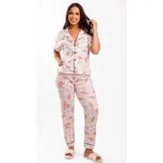 Pijama FEMININO  Calça  Camisa Manga Curta  Meia Estação outono inverno  Botões