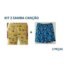 Kit 2 Samba Canção Masculina Personagens – Short Masculino Estampado para Dormir Confortável  suede Pijama Masculino