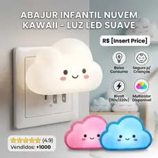 Abajur infantil de tomada Led Luminária formato de nuvem e carro econômica moderna para quarto de criança