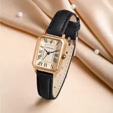 ORIGINAL Relógio Feminino LUCKY FOX Quadrado Vintage Couro Elegante Casual Romano Delicado Mulher