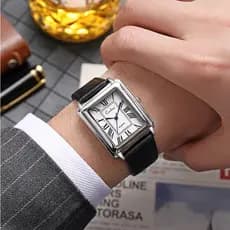 ORIGINAL Relógio Masculino GEDUO Quartzo Analógico Pulseira de Couro Retangular Romano Elegante