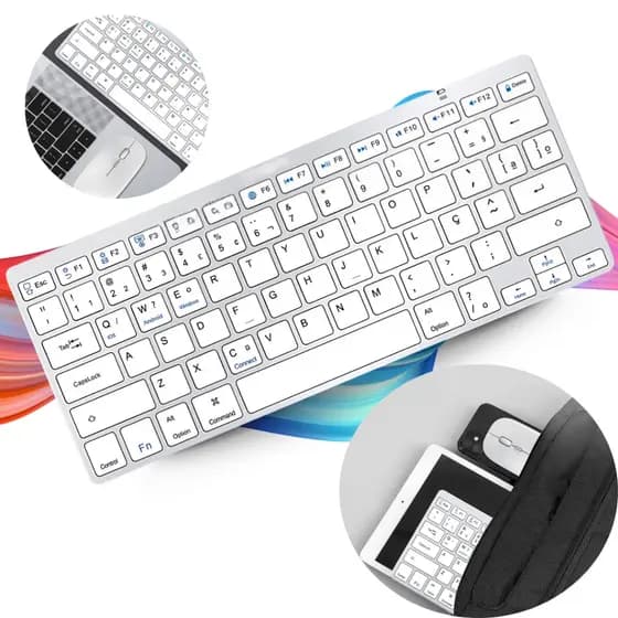 Teclado Sem fio Bluetooth ABNT2 Com tecla "Ç" Teclado para Tablet e Celular