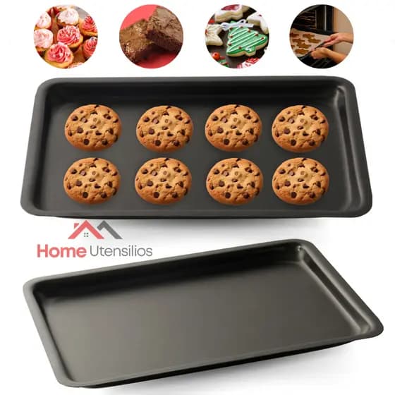 Assadeira Forma Antiaderente Retangular Bandeja Biscoito Rasa Pão de Queijo Doces e salgados 33 Cm