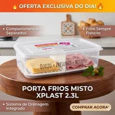 Porta Frios Duplo Com Tampa Grade Removível Queijo Presunto Praticidade