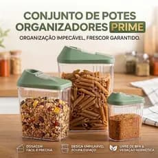 Conjunto 3 Potes Kit Organizador De Cozinha e Dispensa ComTampa Dosadora