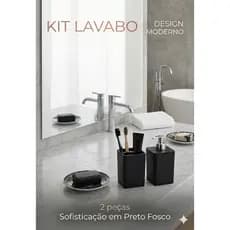 Conjunto Lavabo 2 peças Kit Banheiro Com Porta Escova E Dispenser Preto Fosco