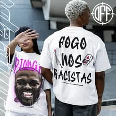 Camiseta Basica e OVERSIZED Djonga Fogo Nos Racistas Graphic Tee Rap Unissex - Offconcept