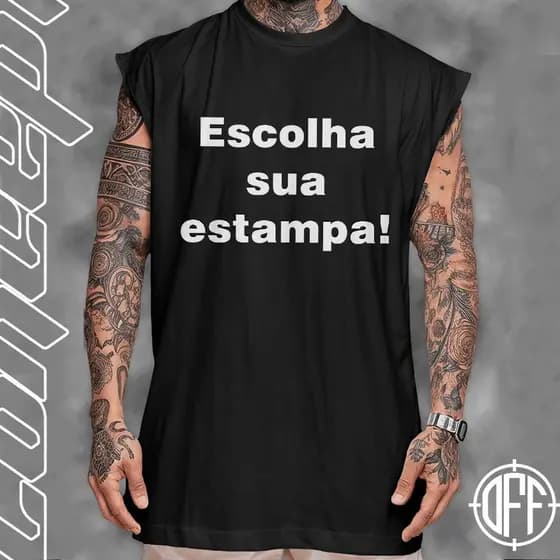 Camiseta Regata Machão Oversized Masculino Personalizada Escolha Sua Estampa Graphic Tee Longline Off Concept