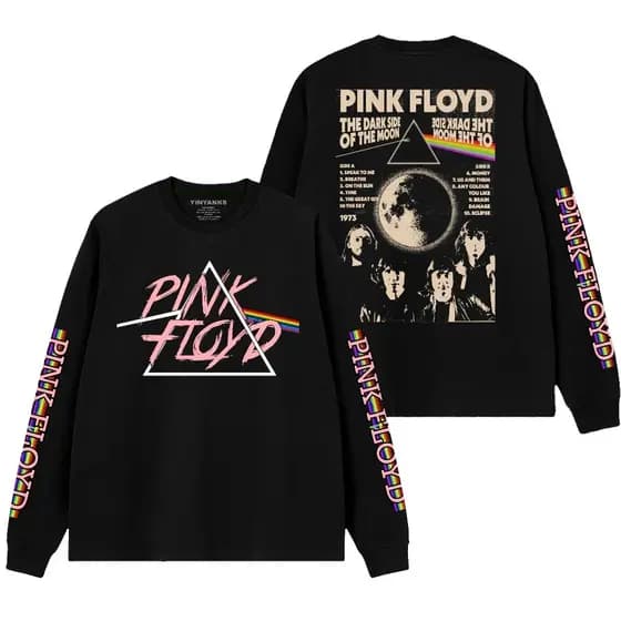Moletom Gola Redonda Careca Pink Floyd The Dark Side Album Vintage Rock Graphic World Tour Unissex