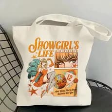 Bolsa Tote Ecobag Sacola Showgirl's Life Taylor Swift Pop Queen Princesa Discos Gatinho Algodão Cru