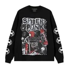 Moletom Gola Redonda Careca Spider Punk Gotico Rock Homem Aranha Marvel Graphic World Tour Unissex