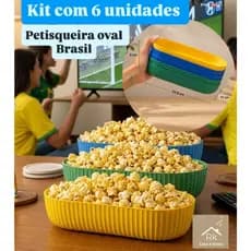 Petisqueira Plastica Oval Kit 6 Unidades Pote Para Pipoca Batata Frita Salgadinho Travessa Copa