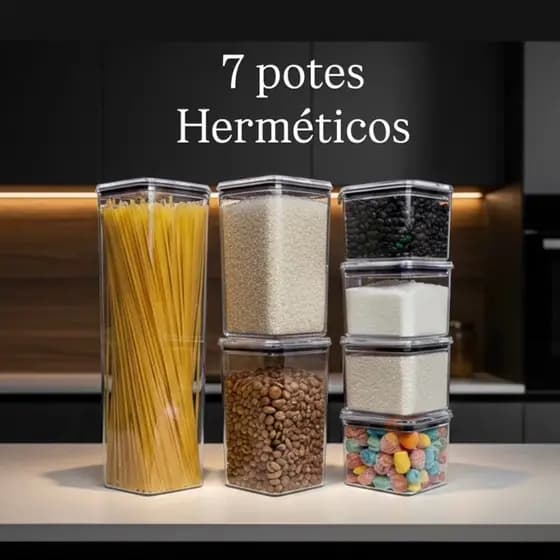 Kit 7 Potes Herméticos Sextavado Reforçado ENVIO IMEDIATO