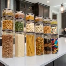 Monte seu Kit Pote Hermético para Mantimentos de Cozinha Dispensa Armário Acrílico Cristal