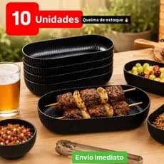Kit com 10 Petisqueras Multiuso Pretas Festa ou Dia a dia - ENVIO IMEDIATO