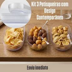 Kit 3 Pestisqueira Travessas Oval Cristal Canelado Luxo- Envio Imediato