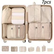 Kit Conjunto De 7 Peças Organizador De Viagem De Grande Capacidade Para Roupas,Calças E Meias jz