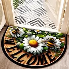 Tapete de entrada para uso doméstico, estilo retrô, semicircular, adequado para a entrada.