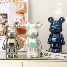 Ornamento de urso minimalista moderno para móvel de TV, decoração em cerâmica galvanizada em forma de coração para sala
