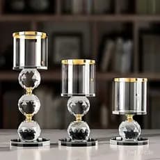 Suporte para velas de estilo europeu, simples e romântico, com base alta, em vidro, para velas no atacado, ornamentos de