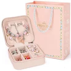 Kit Pulseira Colar Linda Diy 67pçs Com Porta de Joias Infantil Presente De Aniversário Para Meninas