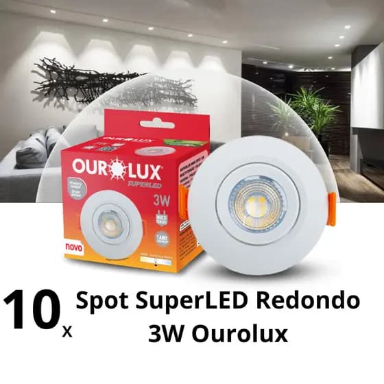 Kit 10 Spot Superled Redondo MR11 3W Ourolux