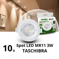 Kit 10 Spot Led Mr11 3w Embutir Redondo Taschibra