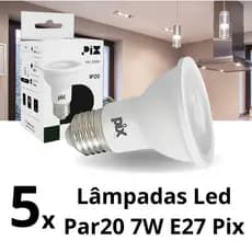 Kit 5 Lâmpadas Led Par 20 7W E27 Pix Iluminção