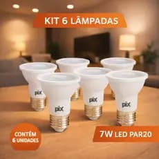 Kit 6 Lâmpadas Led Par 20 7W E27 Pix Iluminção