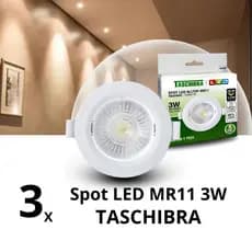 Kit 3 Spot Led Mr11 3w Embutir Redondo Taschibra