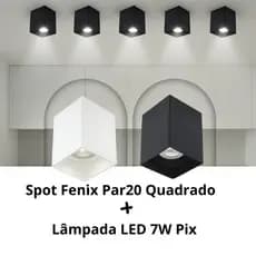 Spot Fenix Par20 Quadrado + Lâmpada LED Par20 7W E27 Pix