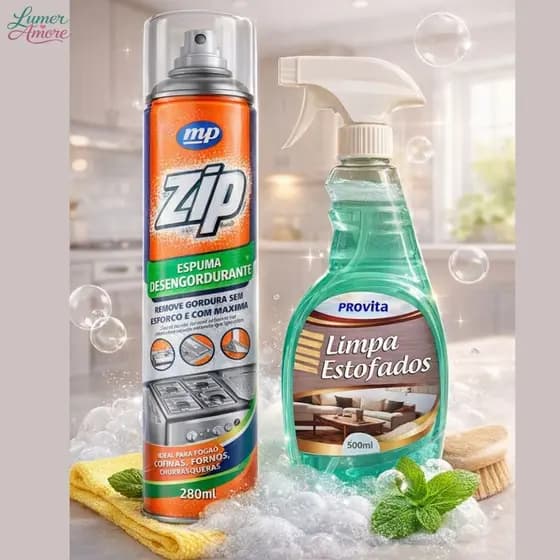 Kit Limpeza Desengordurante Zip + Limpa Estofados Provita